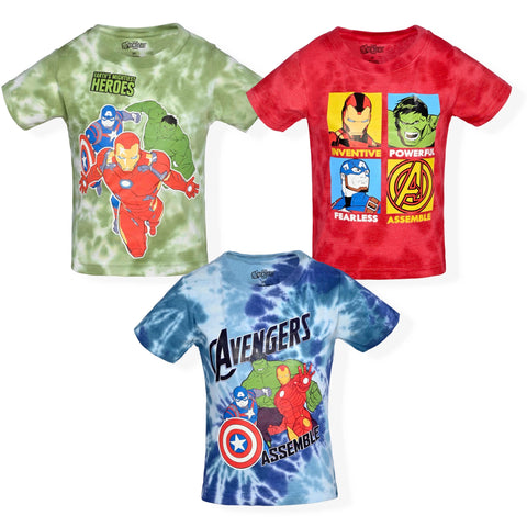 Marvel Avengers Iron Man, Captain America and Hulk Boys 3 Pack T-Shirt for Toddler and Little Boy