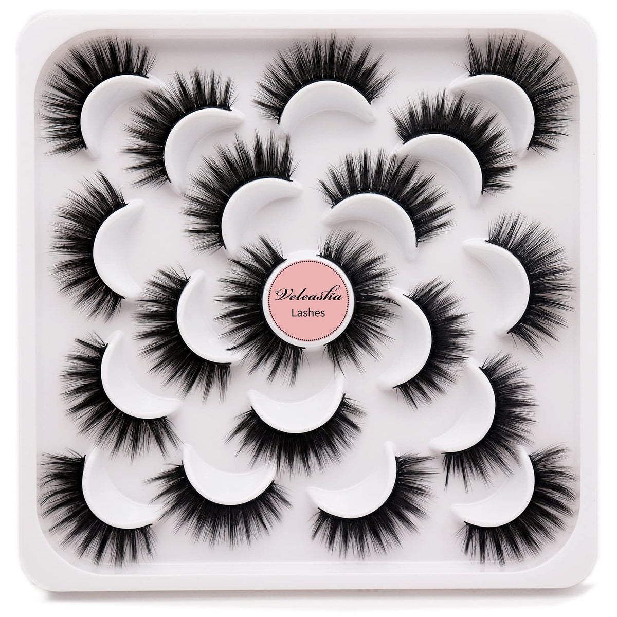 Veleasha Lashes 10 Pairs Natural Fluffy False Eyelashes Soft Wispy Lashes 3D Faux Mink Lashes Pack (T52)