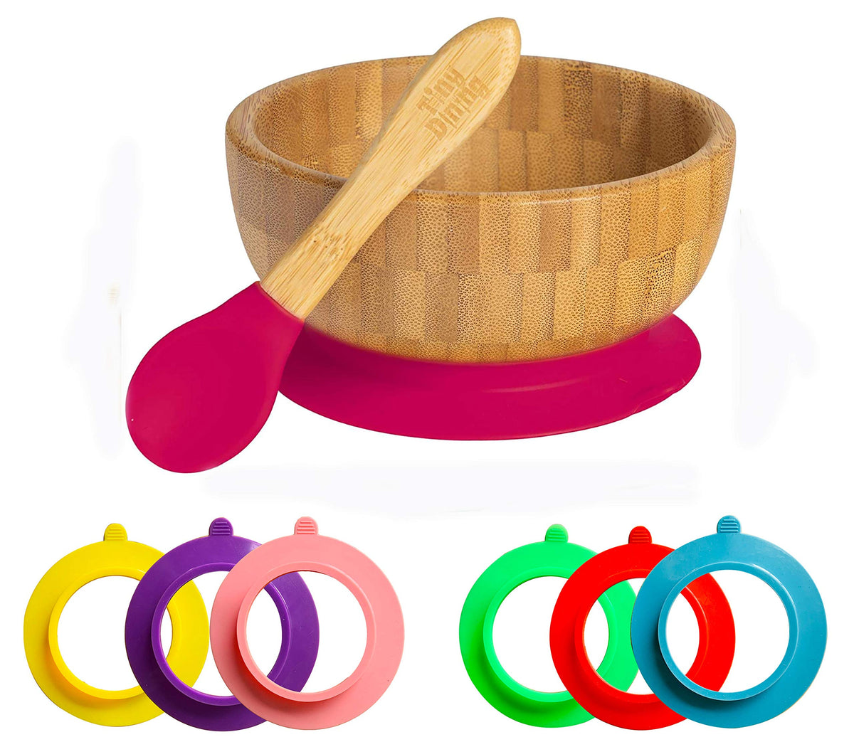 Baby Plate Bamboo, Bamboo Bowl with Suction & Spoon Set, Stay Put Plate, Baby Toddler Weaning Bowl Green