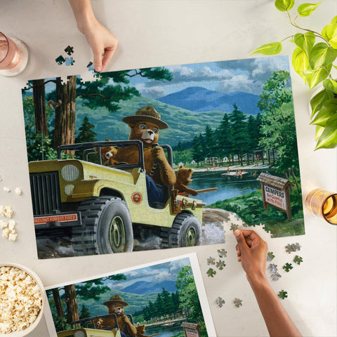 Smokey Bear, Leaving in SUV, Officially Licensed Vintage Poster (1000 Piece Puzzle, Challenging Jigsaw Puzzle for Adults, Made in USA)