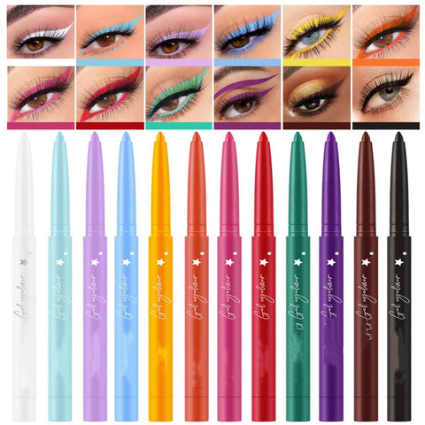 MAEPEOR Eyeliner Pen 12 Colors Matte Eyeliner Waterproof & Smudgeproof EyeMakeup for Daily Wear and Halloween Christmas (Set 02)