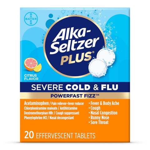 Alka-Seltzer Plus Severe Non-Drowsy Cold & Flu PowerFast Fizz Citrus Effervescent Tablets 20 Count (Pack of 1)