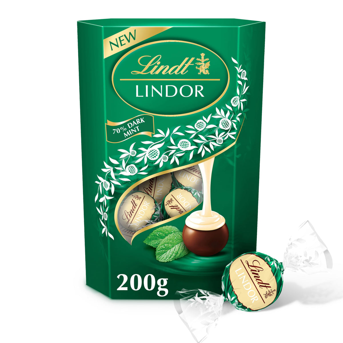 Lindt Lindor Dark Mint ChocolateTruffles Box - Approx 16 balls, 200g - Chocolate Truffles with a Smooth Melting Filling - Gift Present - Valentine's Day, Birthday, Celebrations, Congratulations