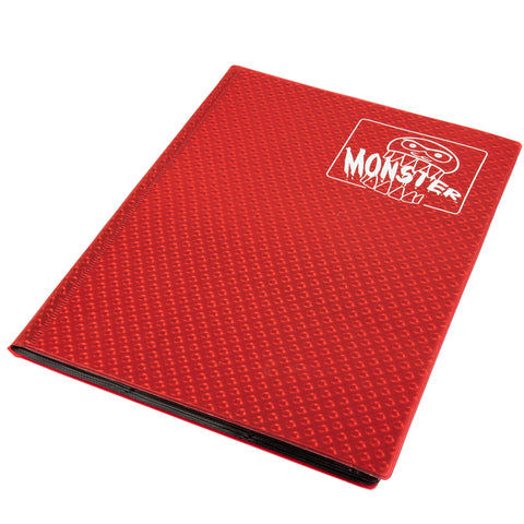 Monster Binder - 9 Pocket Trading Card Album - Holofoil Red (Anti-Theft Pockets Hold 360+ Cards)