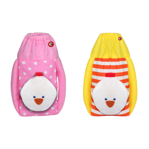 GURU KRIPA BABY PRODUCTS Baby Feeding Bottle Cover with Attractive Cartoon, Pink and Yellow (Pack of 2) 150ML