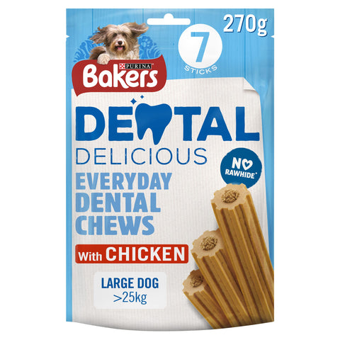 Bakers Dental Delicious Large Dog Chews Chicken 270g, Pack of 6