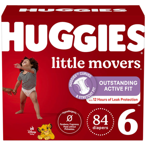 Huggies Size 6 Diapers, Little Movers Baby Diapers, Size 6 (35+ lbs), 84 Count