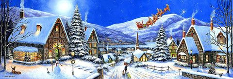 SUNSOUT INC - Christmas Town - 500 pc Jigsaw Puzzle by Artist: John Zaccheo - Finished Size 12" x 36" Christmas - MPN# 62103