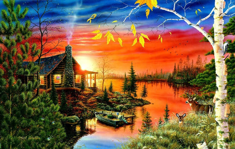 SUNSOUT INC - Autumn Evening - 550 pc Jigsaw Puzzle by Artist: Mark Daehlin - Finished Size 15" x 24" - MPN# 51847