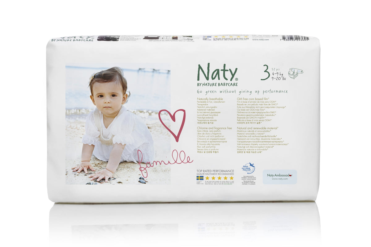 Naty by Nature Babycare 4-9Kg Size 3 Nappies - Pack of 52