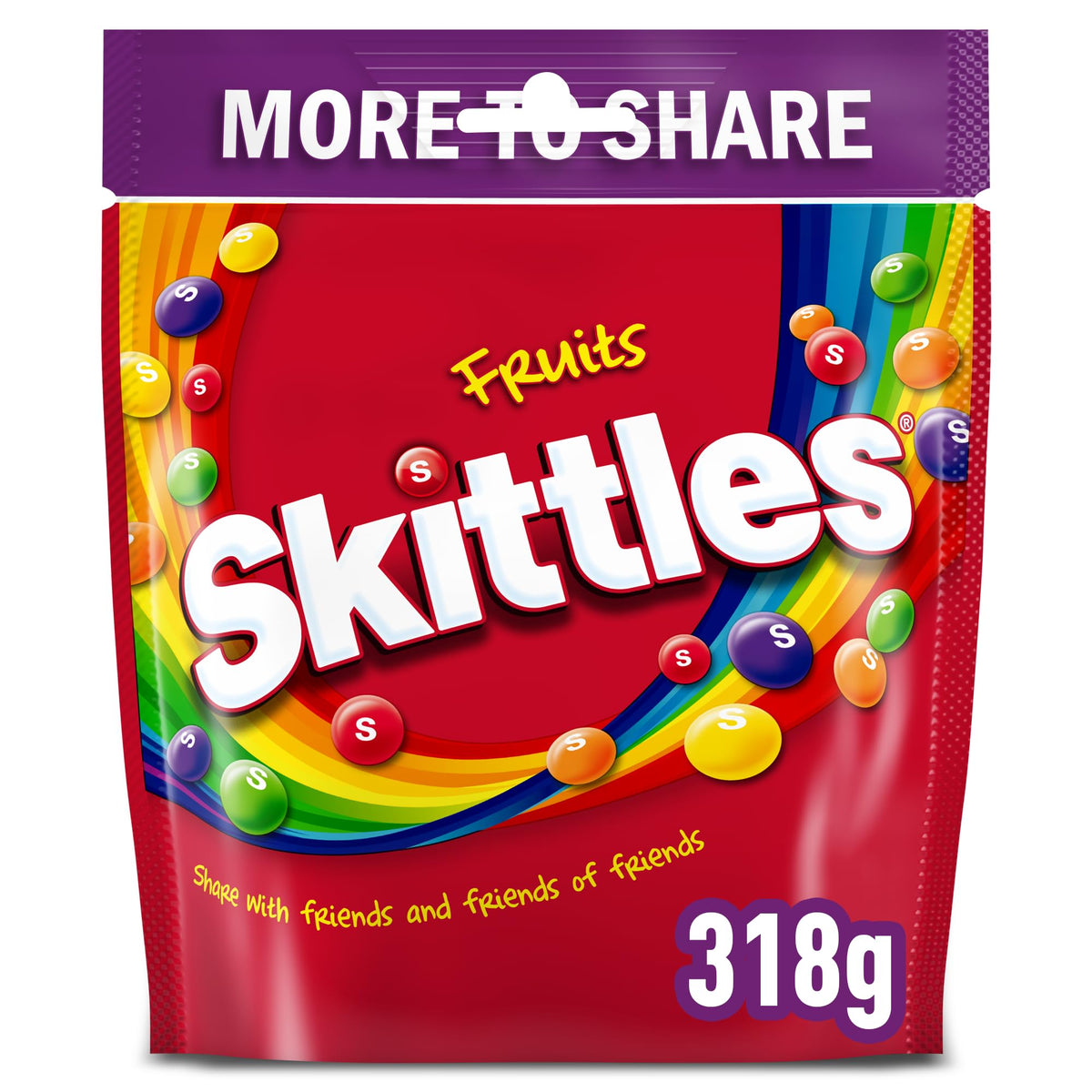 Skittles Vegan Chewy Sweets Fruit Flavoured Sharing Pouch Bag 318g