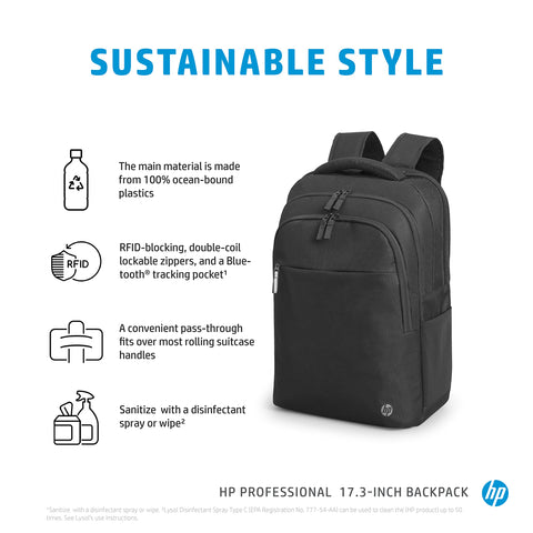 hp Professional, Black, 18.5 in x 5.51 in x 12.6 in