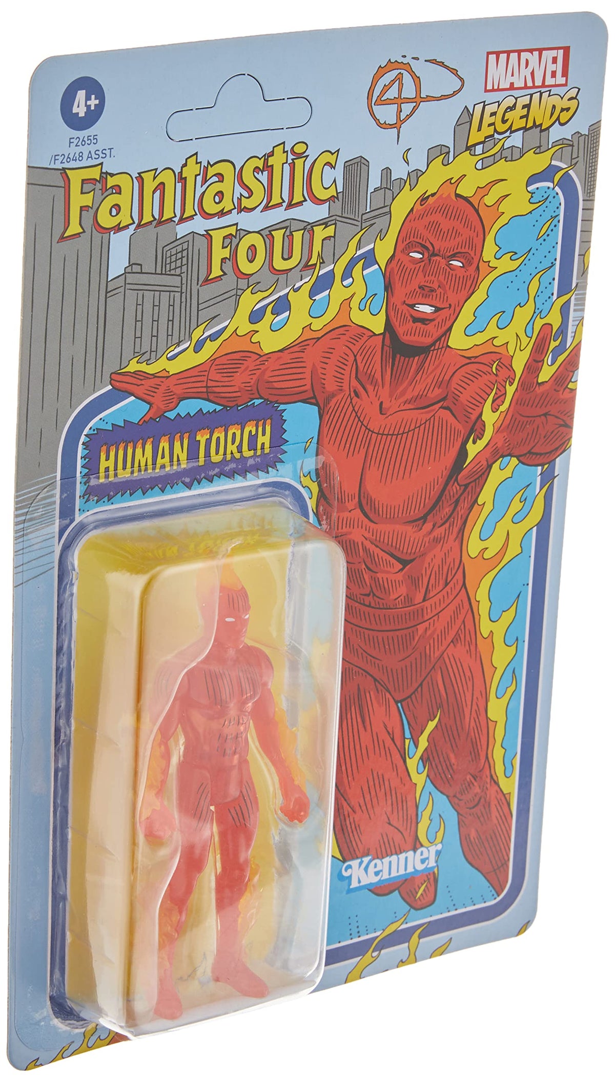 Marvel Hasbro Legends Series 3.75-inch Retro 375 Collection Human Torch Action Figure Toy, Red