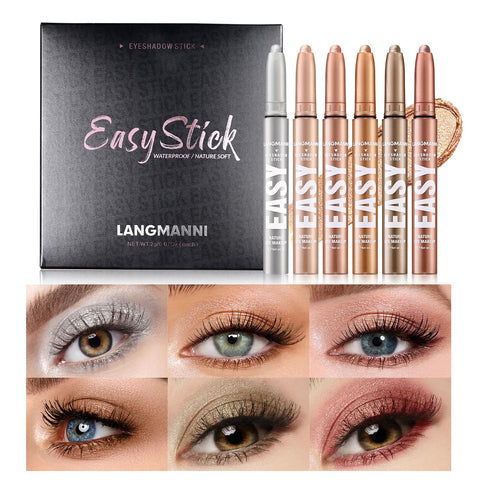 BestLand Cream Eyeshadow Sticks Set - Luxurious Colors, Long-Lasting Formula Natural & Shimmer Eye Shadow Pen, Waterproof Brightener Eye Highlighter Contour Stick (Set B)