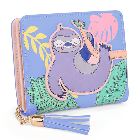 UTO Kawaii Wallet for Women Unicorn Rainbow Ladies Purse Tassel Zipper Pocket Faux Leather Light Pink