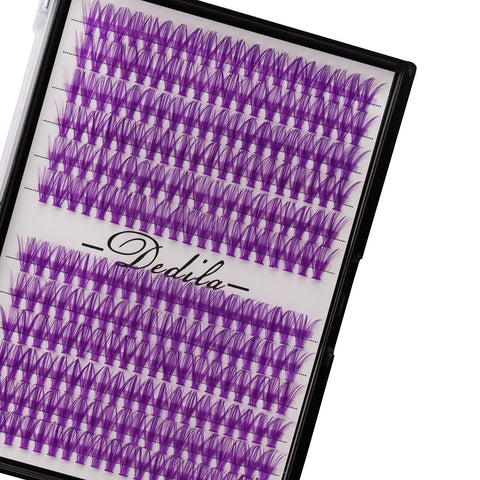 12Rows 40D Purple Color Individual False Eyelashes Large tray 240 Clusters 3D Volume Eyelashes Extensions Thickness 0.07mm D Curl Makeup Colorful Eye Lashes Cluster Beauty Tools (18mm)