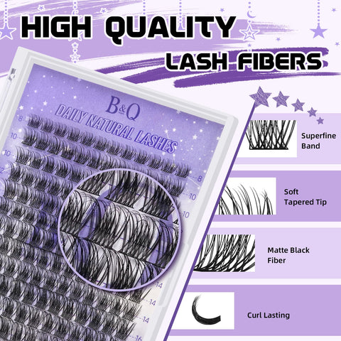 B&Q Lash Clusters Natural Cluster Eyelash Extensions 156 PCS Eyelash Clusters D Curl Z01 Individual Lashes for Beginners 8-18mm Cluster Lashes Superfine Band Eyelash Extension at Home?Z01-D-8-18mix?