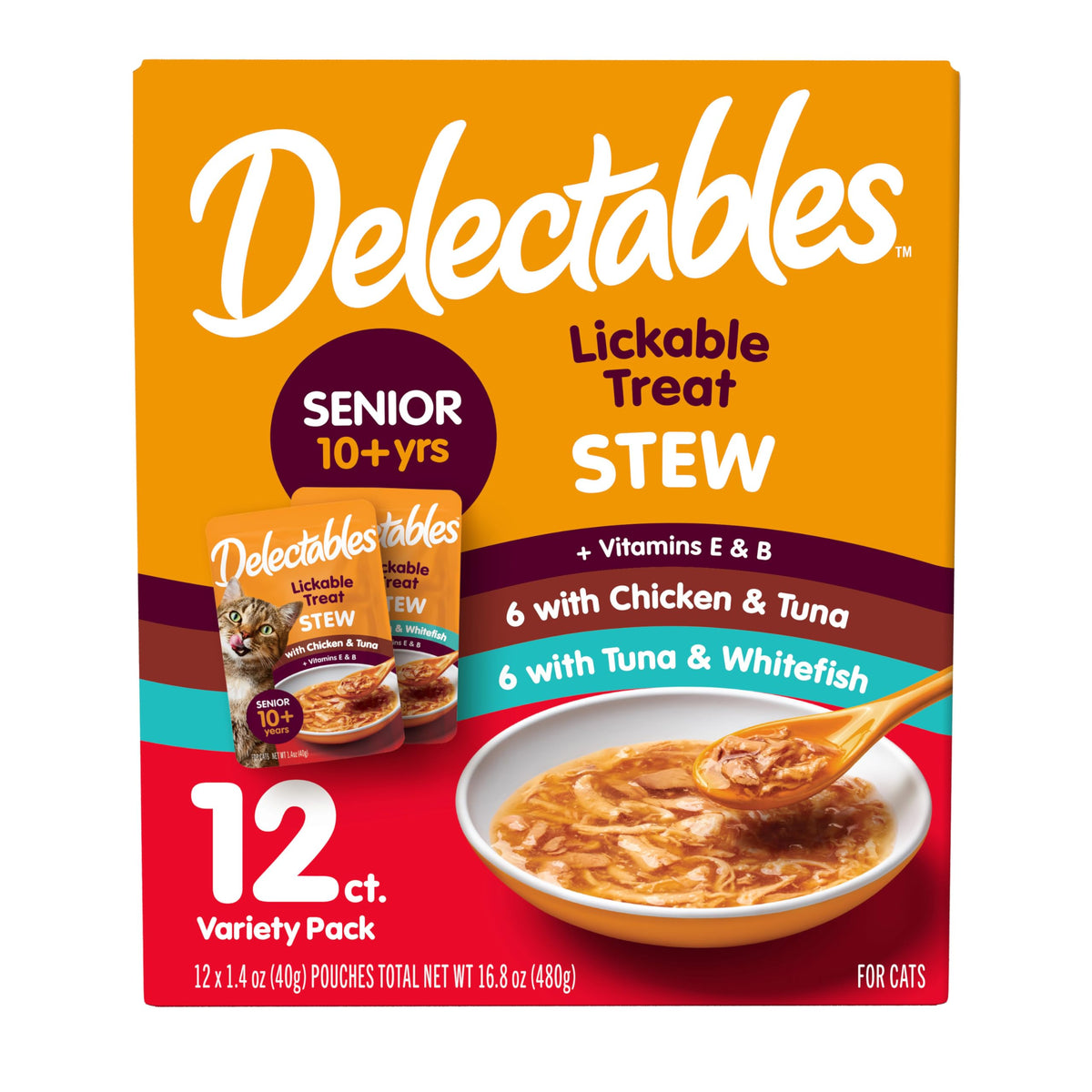 Hartz Delectables Stew Senior Cat Treat Variety Pack, 12 Count