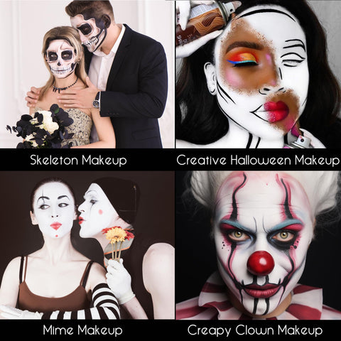 CCBeauty Halloween White Black Face Body Paint Stick + 10 Remover Wipes, Cream Eye Black Stick for Sports, Blendable Foundation for Clown Skeleton Vampire Skull Joker Mime Cosplay Costume Makeup Kit