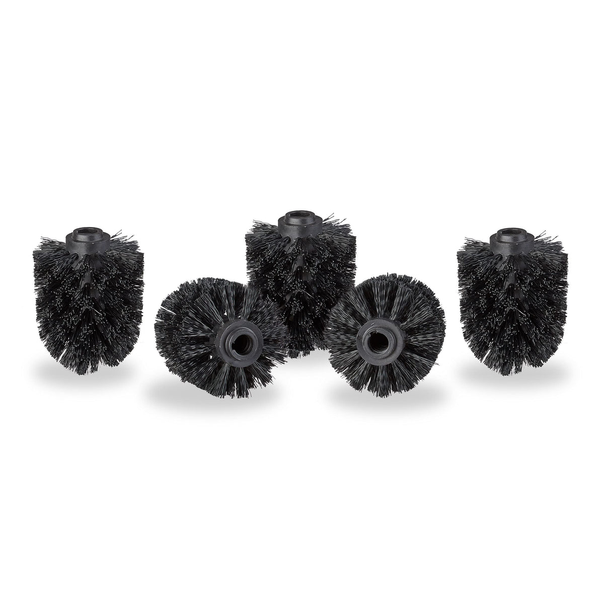 Relaxdays toilet brush head in a set of 5, loose toilet brushes 12mm thread, replacement brush head diameter 7 cm, black