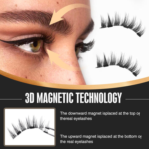 Geeneiya Magnetic Eyelashes with Applicator, Reusable Natural Magnetic Lashes without Eyeliner Kit, No Glue Needed Eyelashes with Magnets, Easy to Wear and Remove, 2Pairs 8 Pieces