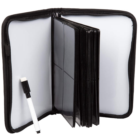 Monster Deluxe 4 Pocket Trading Card Leather Album - Zipper Closure, Built-in Dry Erase Boards and Marker- Large 10 Page, Holds up to 160 Cards Pokemon, MTG, Magic the Gathering, Yugioh & Sports Cards