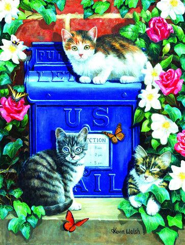 SUNSOUT INC - Mail Box Kittens - 300 pc Jigsaw Puzzle by Artist: Kevin Walsh - Finished Size 18" x 24" - MPN# 13840