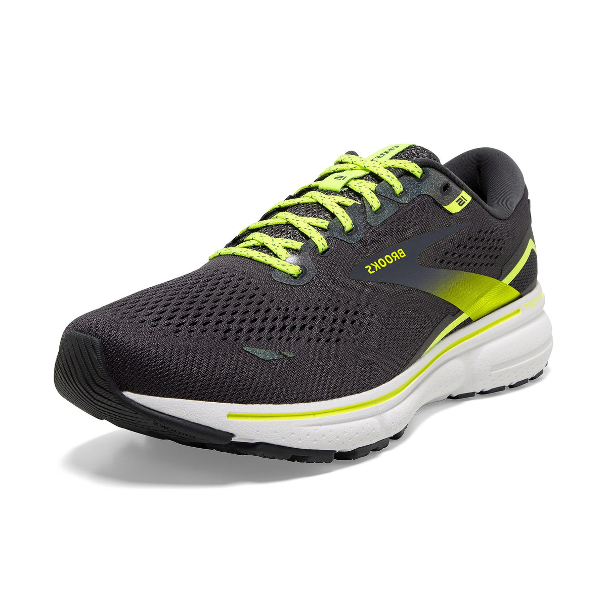 Brooks Men's Ghost 15 Neutral Running Shoe - Ebony/White/Nightlife - 7.5 Medium