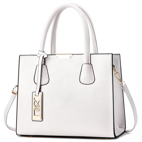 CHICAROUSAL Crossbody Purses and Handbags for Women PU Leather Tote Shoulder Bags Top Handle Satchel (White)