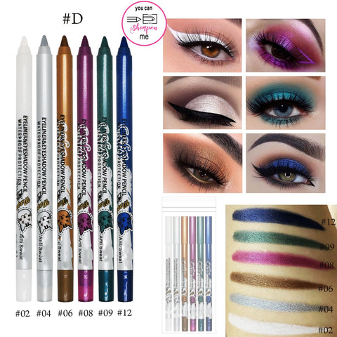 MAEPEOR 6 Colorful Matte and Pearl Eyeliner Pen, Waterproof and Long lasting Eye Shadow Pencil Make Up for Women (Set 04)