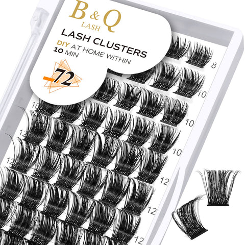 B&Q Lash Clusters B07 D Curl 8-16MIX Eyelash Clusters 72 PCS Cluster Eyelash Extensions C/D Curl Lash Clusters Wispy Mega Volume Cluster Lashes DIY lash Extensions DIY at Home (B07,D-8-16MIX)