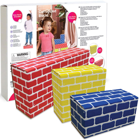 Edushape Cardboard Baby Blocks for Toddlers 1-3, 52 Pieces - Edu-Blocks Durable Multi-Colored Toddler Blocks for Building & Learning - Stacking Blocks Building Blocks for Daycares and Preschools