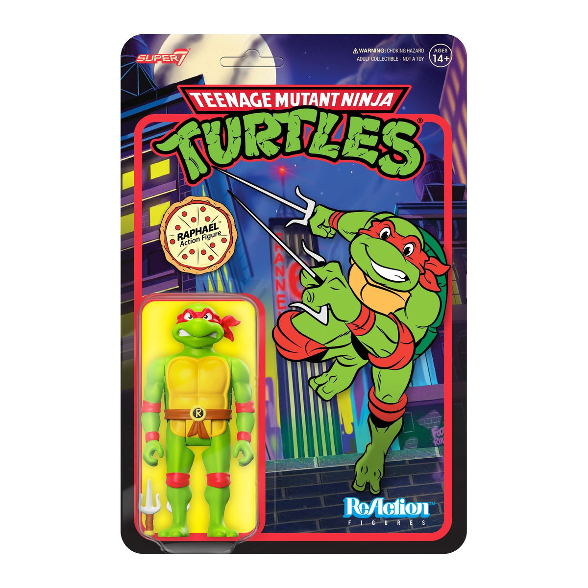 Super7 Teenage Mutant Ninja Turtles Raphael - 3.75" TMNT Action Figure with Accessories Classic Cartoon Collectibles and Retro Toys