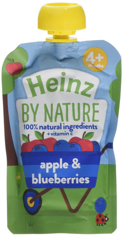 Heinz Apple and Blueberry Fruit Puree Pouch, Pack of 6 (600 g)