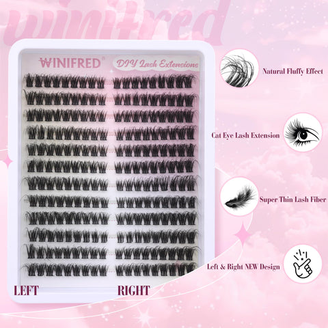 Natural Lash Clusters Fluffy Cat Eye Cluster Eyelash Extensions Individual Lashes Natural Look Eyelash Clusters Left & Right Wispy Mink Lashes Clusters by Winifred (7-14mm)