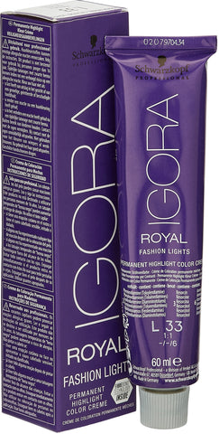 Schwarzkopf Professional Igora Royal Fashion Lights Permanent Highlight Hair Colour Cream, L-33 Dark Green, 60 ml 4045787390087