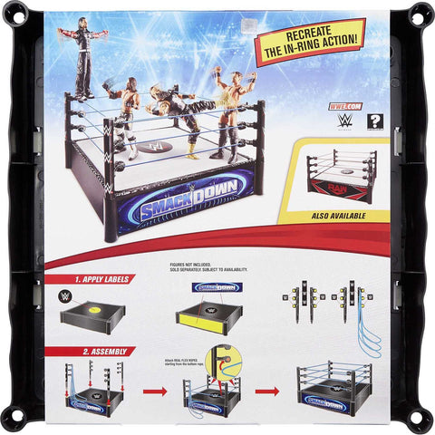 WWE Superstar Ring (14-in) with Spring-Loaded Mat & Real Flex Ropes for Action Figures; Gift for Ages 6 Years Old & Up