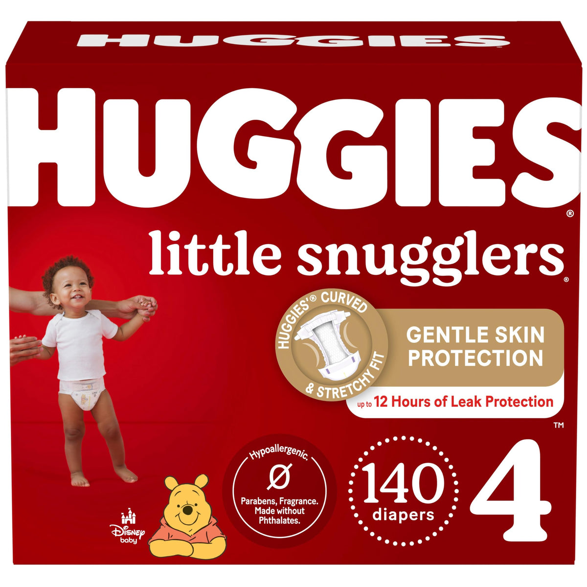 Huggies Size 4 Diapers, Little Snugglers Baby Diapers, Size 4 (22-37 lbs), 70 Count (Pack of 2)