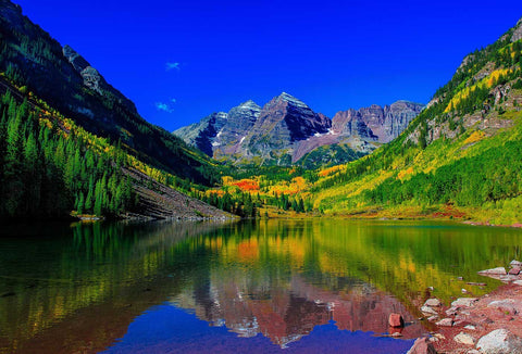 PigBangbang,Stained Art Jigsaw Puzzle Kids Adult Literate Jigsaw Puzzle 1000 Piece Jigsaw Glue 29.5 X 19.6'' Basswood Mural Home Decoration-Maroon Bells Peaks Colorado