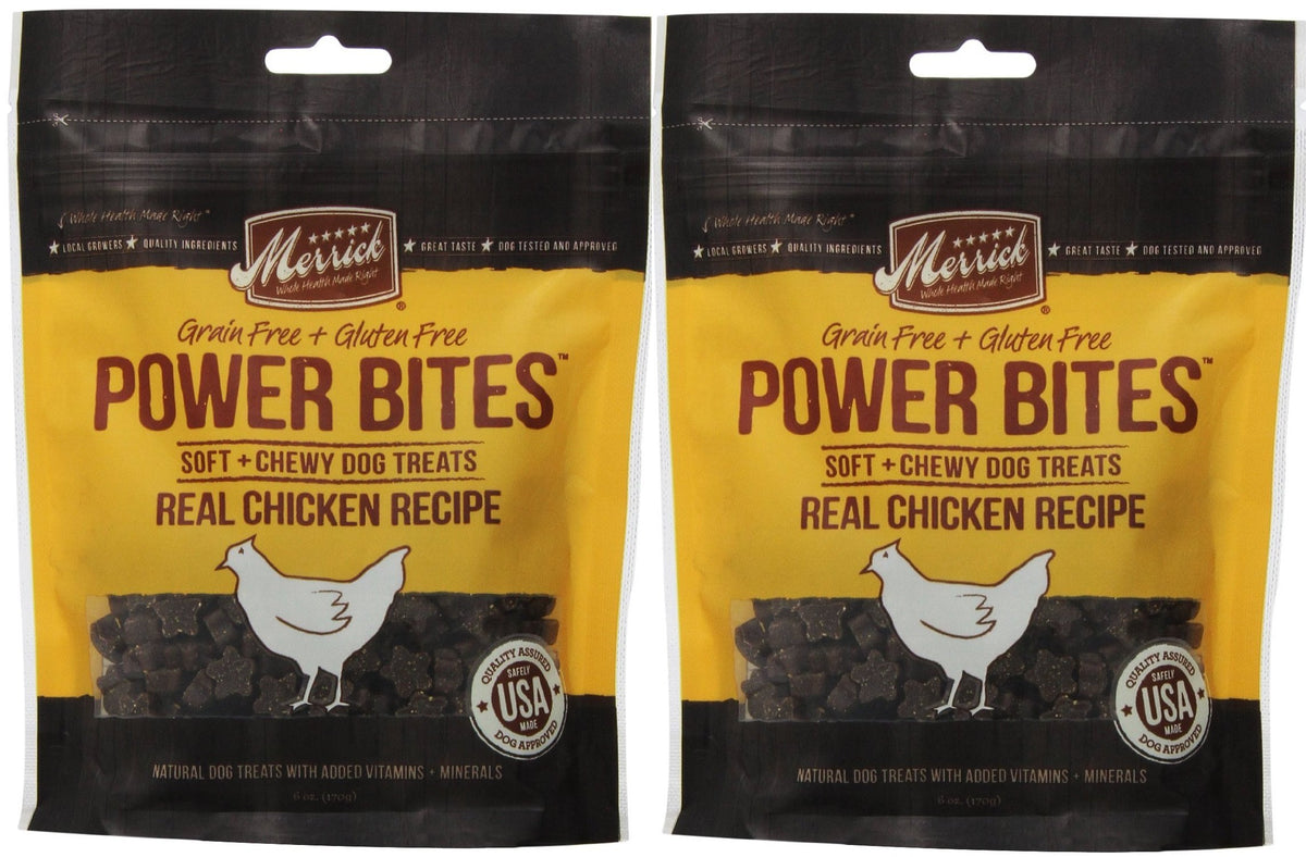 Merrick Chicken Power Bites Made in USA 2 Pack 12 Ounces Total Dog Treats Training