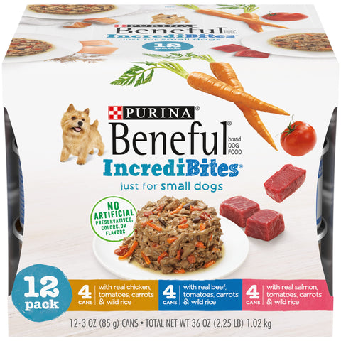 Purina Beneful Small Breed Wet Dog Food Variety Pack, IncrediBites - (2 Packs of 12) 3 oz. Cans