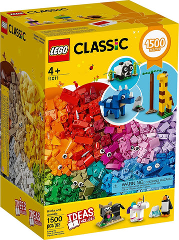 LEGO Bricks and Animals 11011 Classic Creative Toy (1,500 Pieces) - Brick-Built 10 Amazing Animal Figures for Kids Ages 4 and up - BROAGE Non Woven Fabric Drawstring Bag