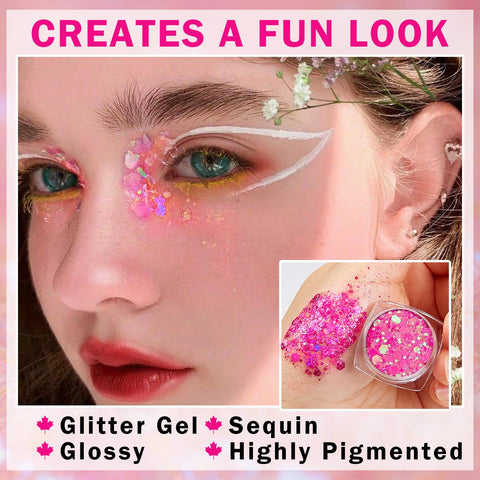 ZHISHUDL 6 Color Body Glitter Face Glitter Gel Pink Face Glitter Makeup Holographic Sequins Glitter Gel for Face Body Hair Nail Lip Glitter Gel