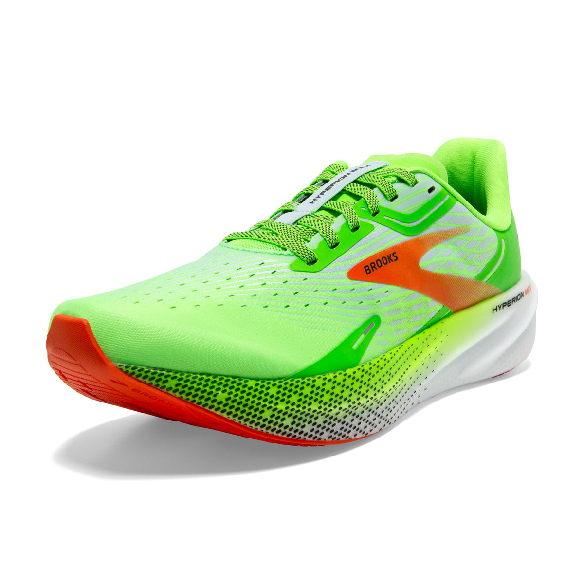 Brooks Menâ€™s Hyperion Max Neutral Running Shoe - Green Gecko/Red Orange/White - 12.5 Medium