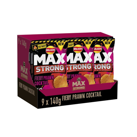 Walkers Max Strong Fiery Prawn Cocktail 140g (Case of 9)