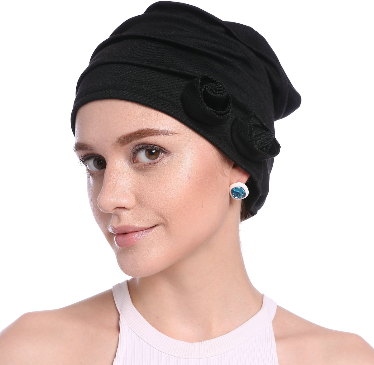 Onyiboer Chemo Headwear Turban Caps for Women,Cancer Patient Beanie Hair Loss Hats (Black)