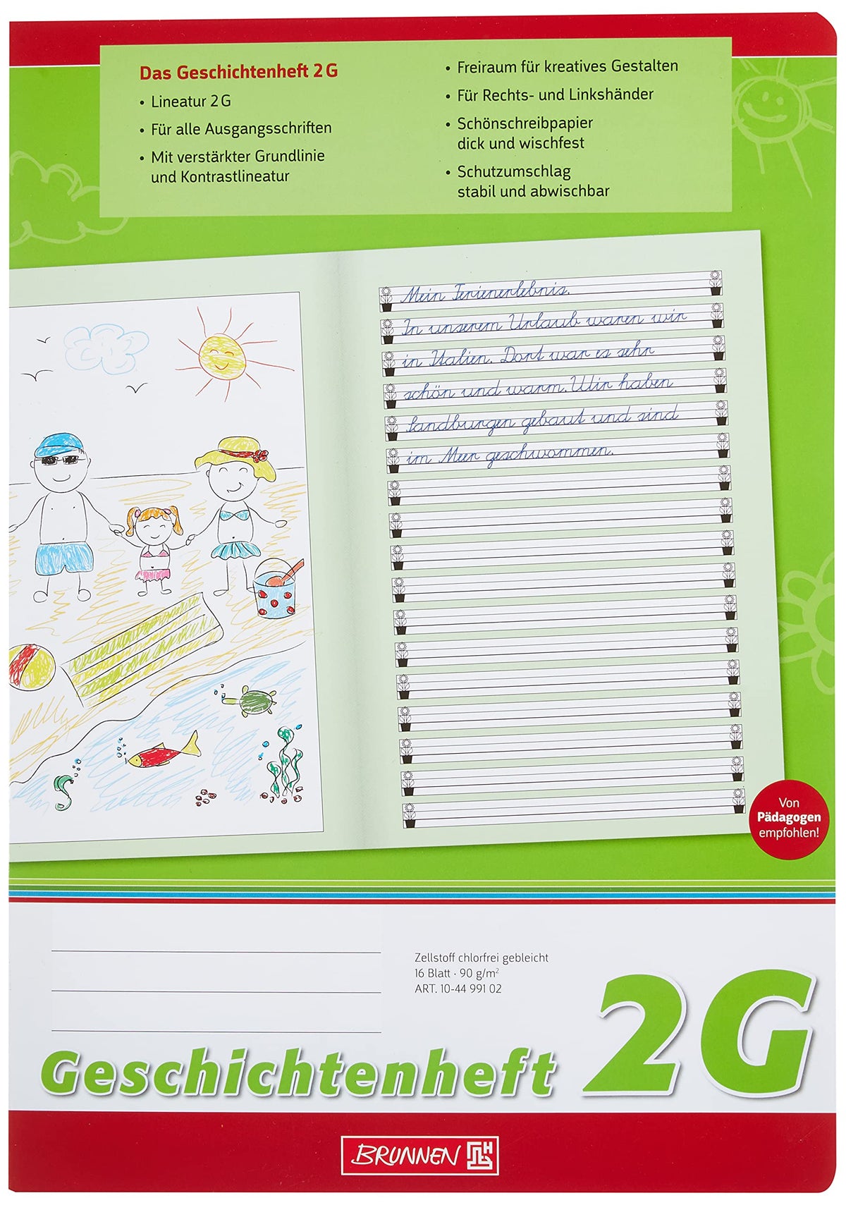 Brunnen 104499102 Story Notebook Class 2 (A4, 16 Sheets, Line Style 2G)