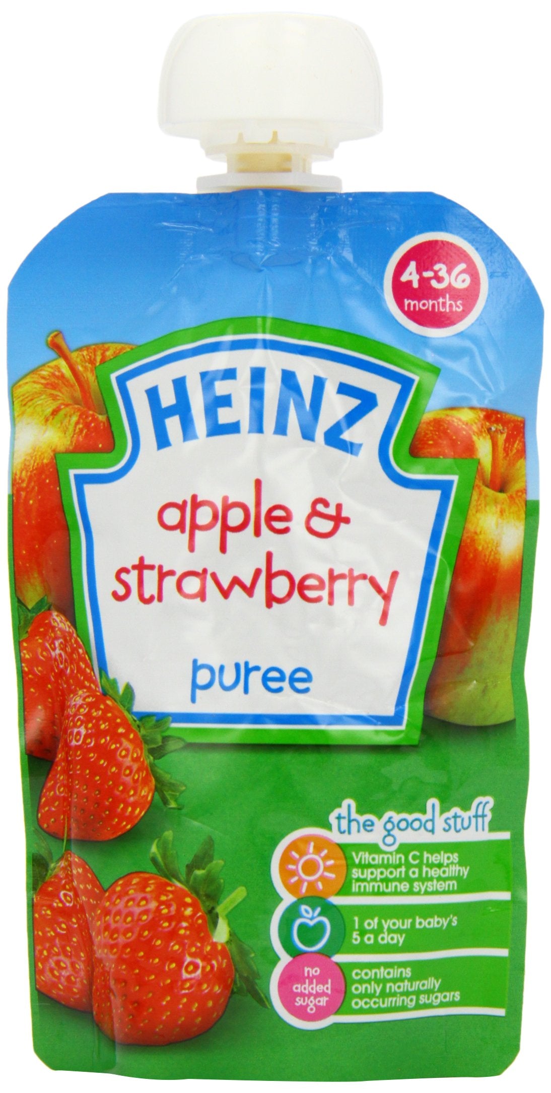 Heinz Apple and Strawberry Fruit Pouch 4-36 Months 100 g (Pack of 6)