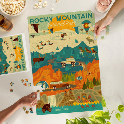 Rocky Mountain National Park, Colorado, Geometric National Park Series (1000 Piece Puzzle, Challenging Jigsaw Puzzle for Adults, Made in USA)