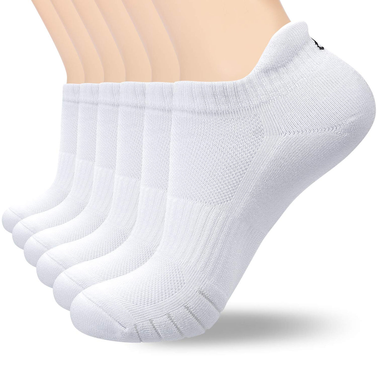 coskefy Sports Socks Cotton Trainer Socks for Men Women Cushioned Ankle Running Socks Athletic Walking Socks, UK 6-8/ EU 39-42, White (M03)